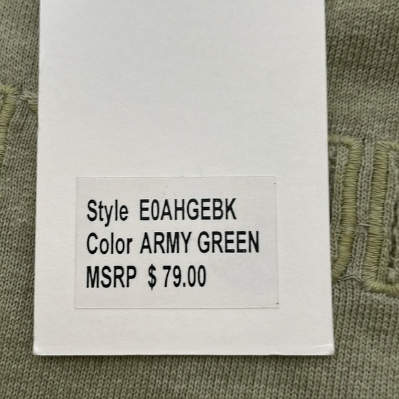 DKNY Cropped Ombré Distressed Raw Hem Pullover Sweatshirt Top Army Green NWT M - Picture 16 of 16